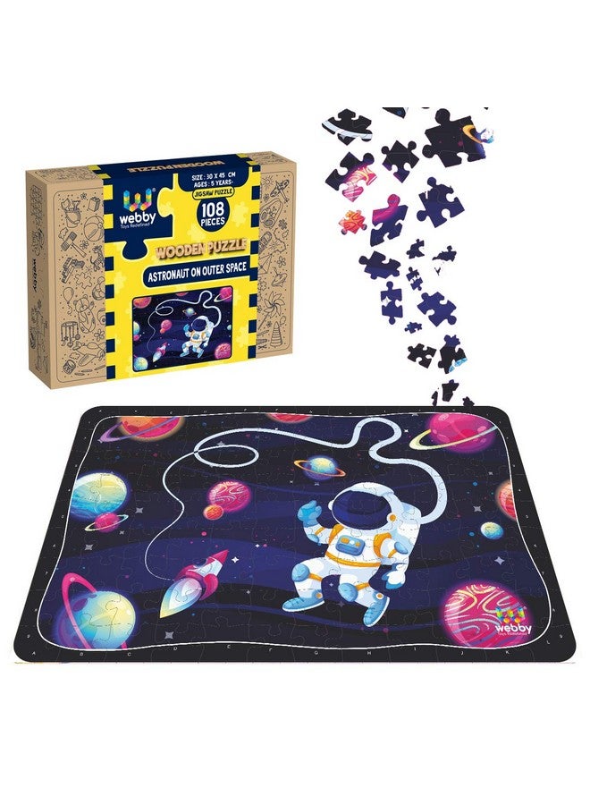 Webby Astronaut in Outer Space Wooden Jigsaw Puzzle, 108 Pieces - Image 1