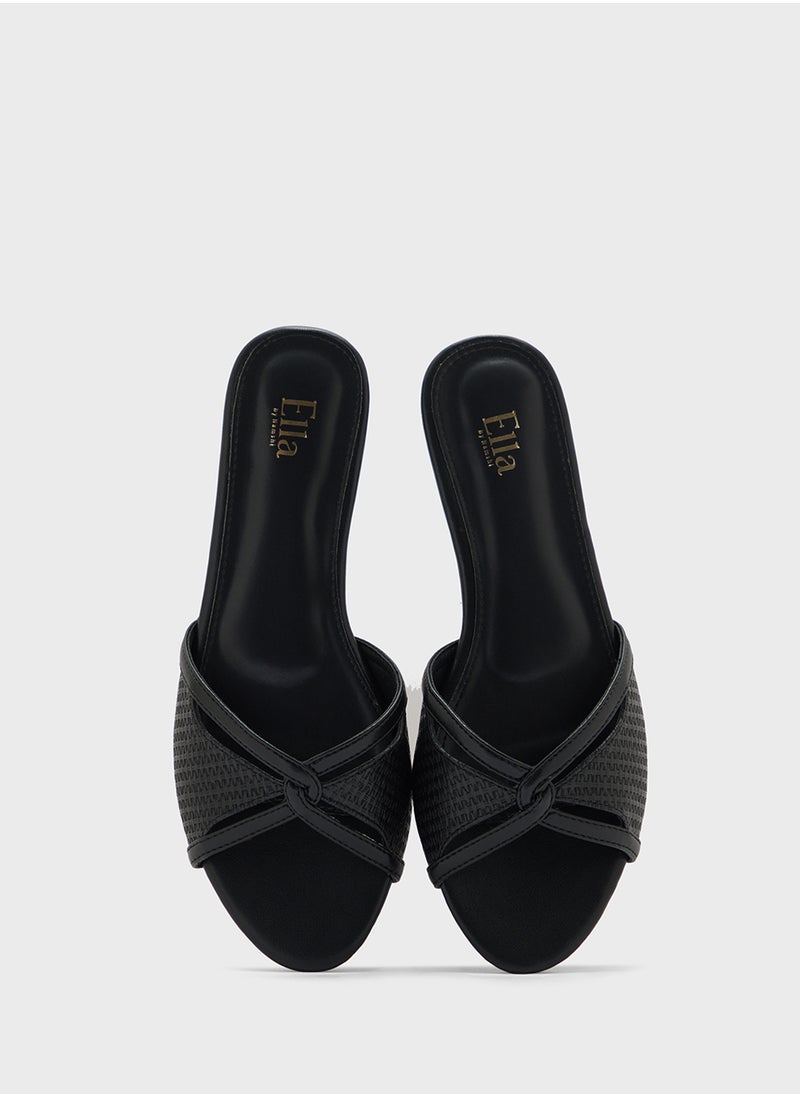 ELLA Strappy Weave Detail Flat Sandal  - Image 3