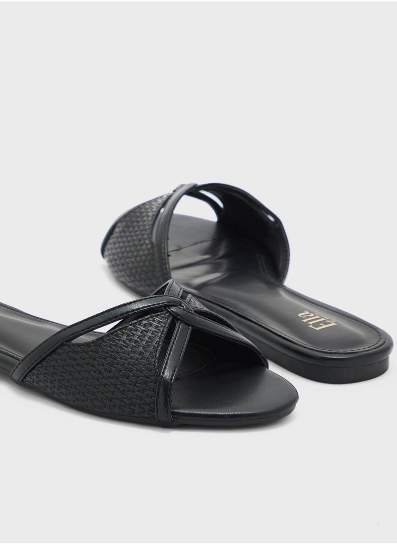 ELLA Strappy Weave Detail Flat Sandal  - Image 4