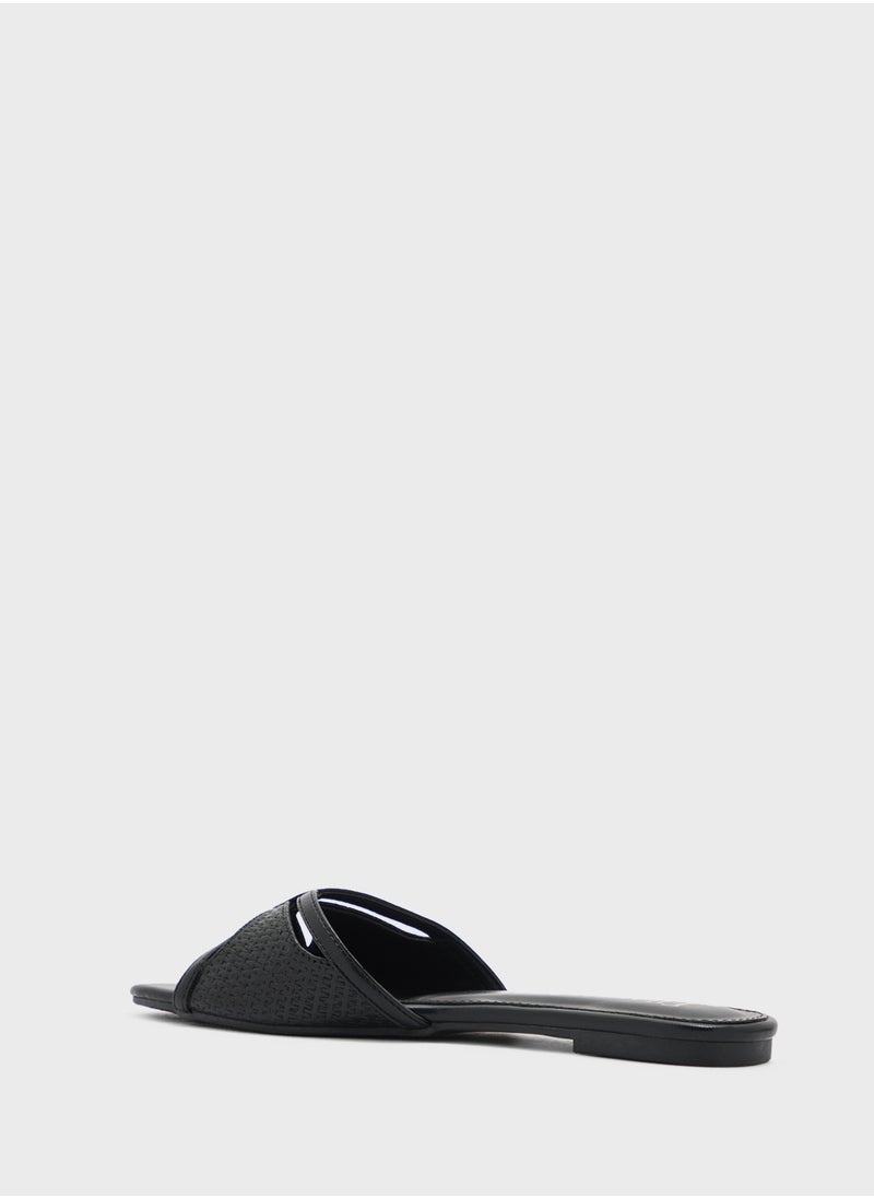ELLA Strappy Weave Detail Flat Sandal  - Image 2