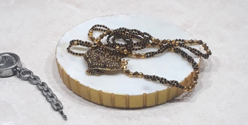KRAFT CLOUDS Marble (Stone) SMALL SIZE Jewellery Tray | Trinket Tray/Dish | Handmade 12 cm Rounded | Gold Colour Painted Sides | SMALL SIZE - Image 2
