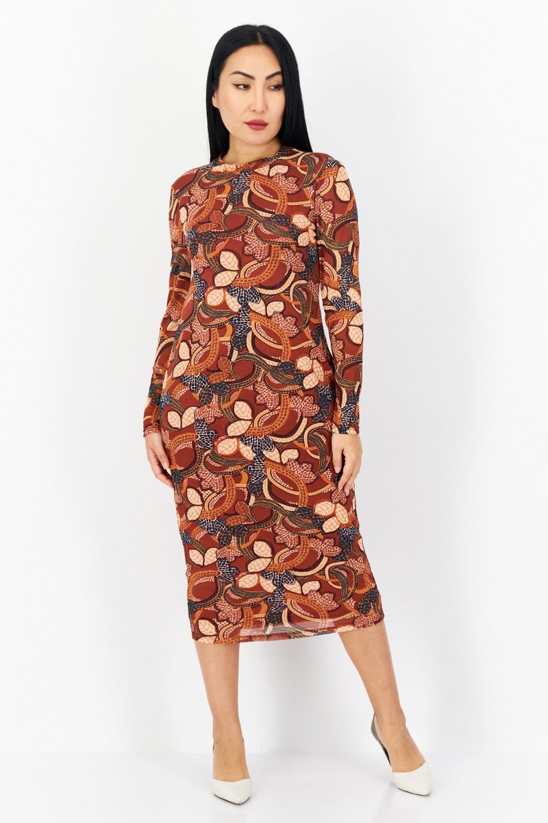 INC Women All Over Printed Casual Midi Dress, Multicolor - Image 1