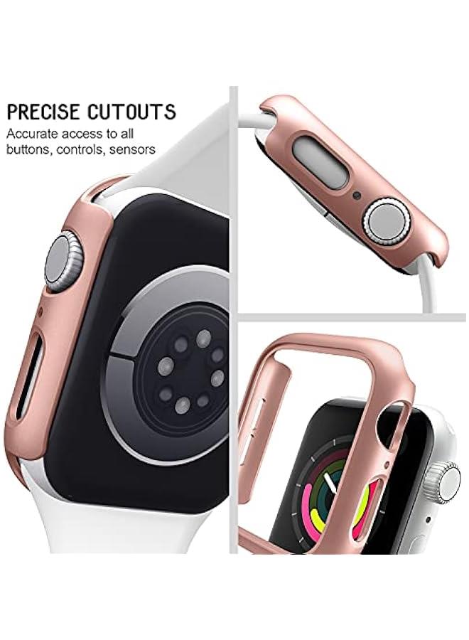 3 Pack Compatible for Apple Watch Case 44mm Series 6 Series 5 Series 4 / SE, Hard PC Bumper Case Protective Cover Frame 【NO Screen Film】 Compatible for iWatch Accessories 44mm, Clear/Black/Rose Gold  - Image 4