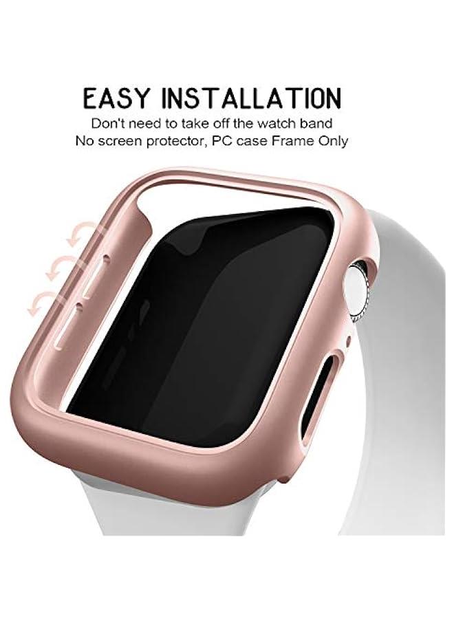 3 Pack Compatible for Apple Watch Case 44mm Series 6 Series 5 Series 4 / SE, Hard PC Bumper Case Protective Cover Frame 【NO Screen Film】 Compatible for iWatch Accessories 44mm, Clear/Black/Rose Gold  - Image 5