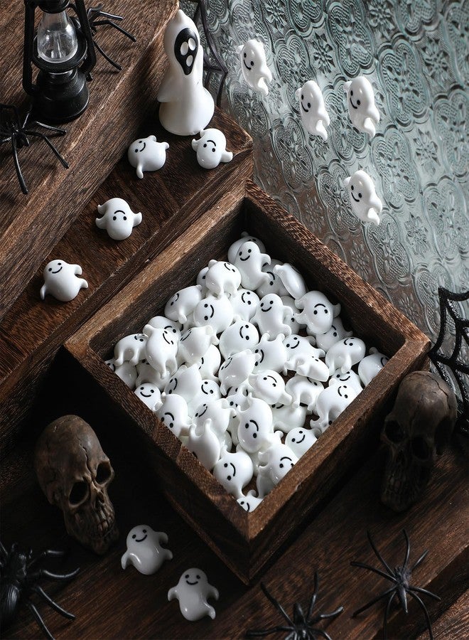 Giegxin 60 Pcs Halloween Miniatures Ghost Charms Flatback Mini Ghost Decoration Small Artificial Halloween DIY Craft for Party Dollhouse Hair Clips Vase Fillers Accessories(White,1.1inch) - Image 4