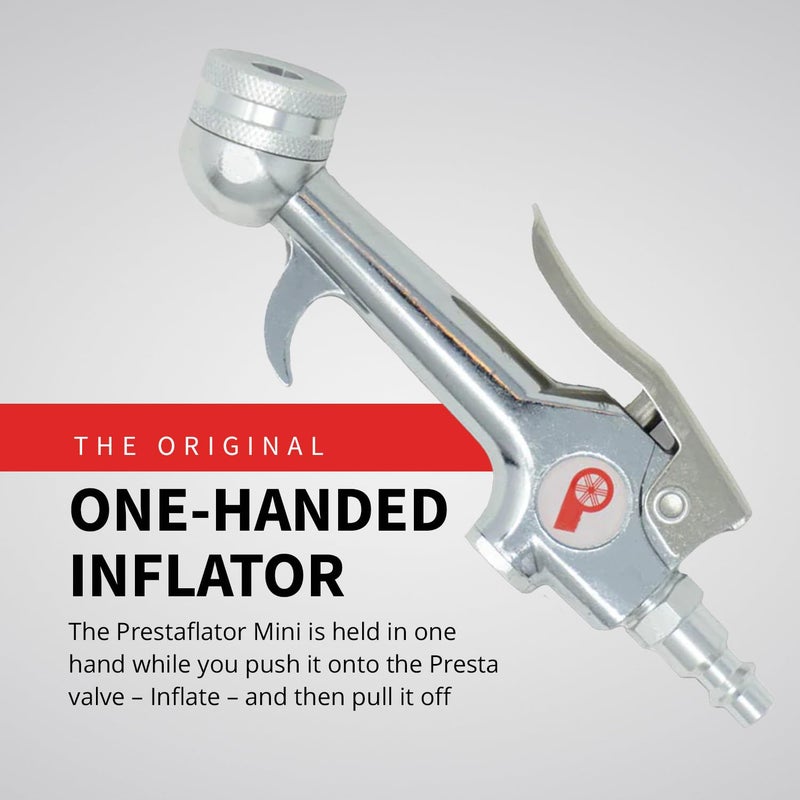 Prestacycle Prestaflator Mini, Bike Tire Inflator Head, Bicycle Air Pump Valve Presta Push-to-Inflate Tool for Air Compressor Lines, Presta Tire Inflator Head with Easy One-Hand Operation - Image 2