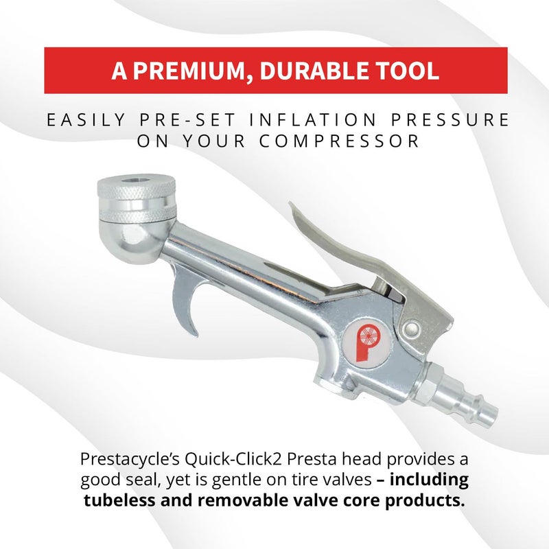 Prestacycle Prestaflator Mini, Bike Tire Inflator Head, Bicycle Air Pump Valve Presta Push-to-Inflate Tool for Air Compressor Lines, Presta Tire Inflator Head with Easy One-Hand Operation - Image 4