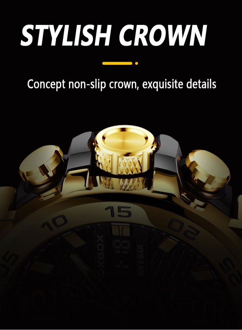 FOXBOX Men's Luxury LCD Display Wristwatches Waterproof Military Quartz for Men+Box - Image 5