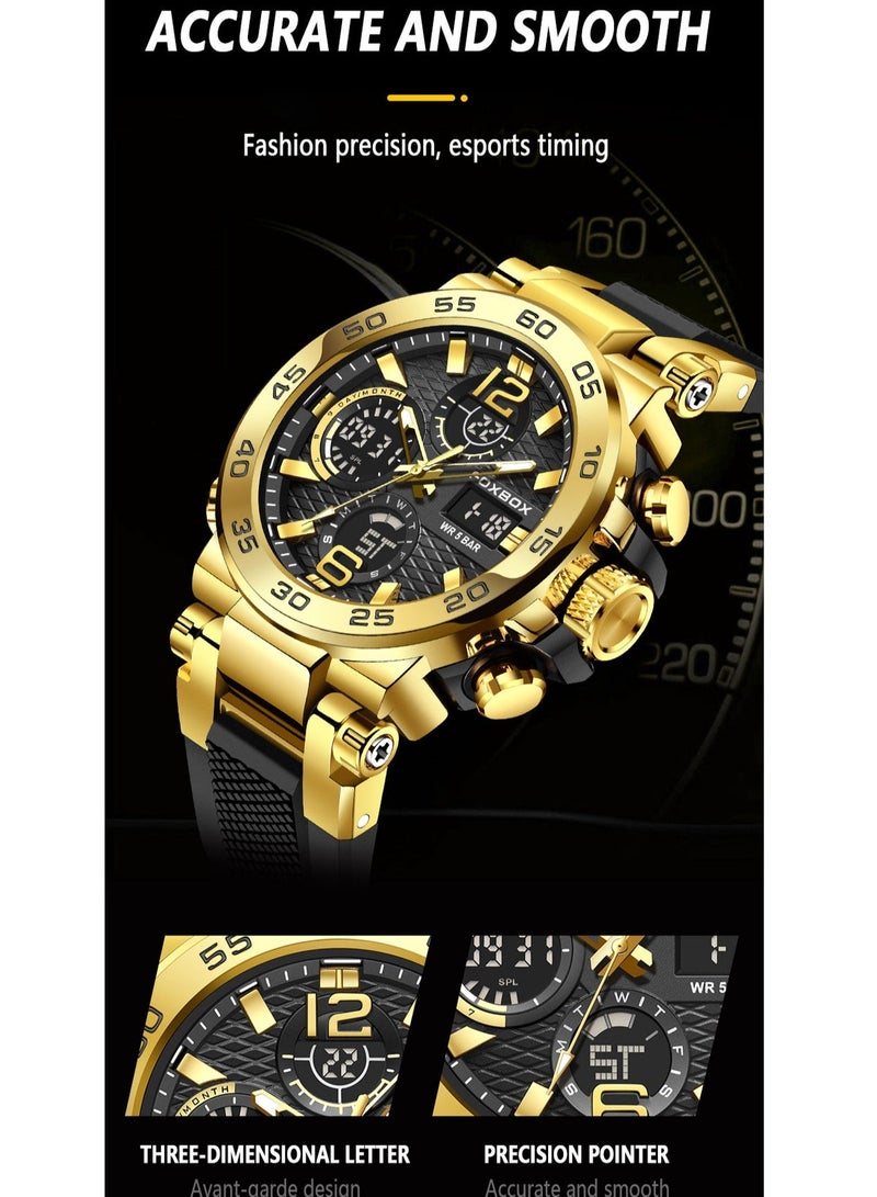 FOXBOX Men's Luxury LCD Display Wristwatches Waterproof Military Quartz for Men+Box - Image 4