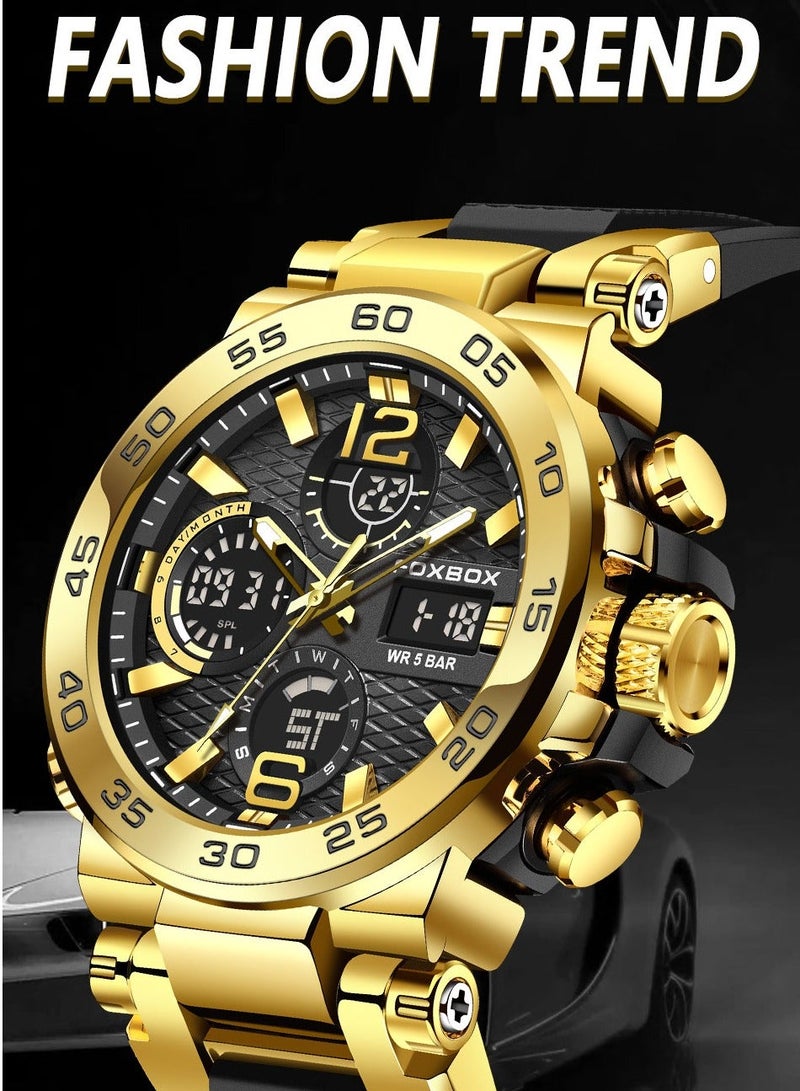 FOXBOX Men's Luxury LCD Display Wristwatches Waterproof Military Quartz for Men+Box - Image 3