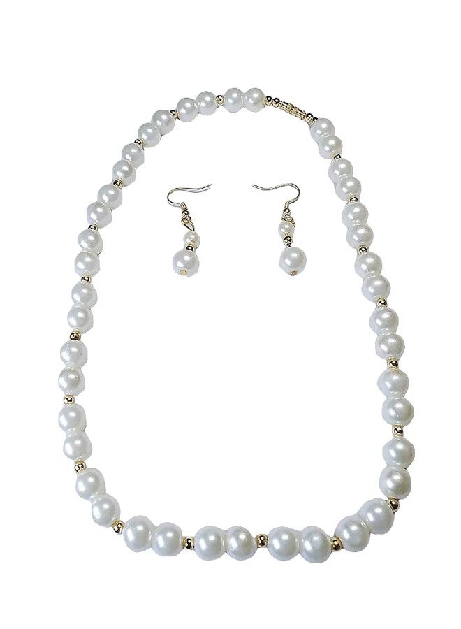 Dalthamman Moti Mala White Pearl Necklace Set/Quality Fashion Jewellery for Girls Choker Style Chain with Earning Set/antique jewellery set for women traditional - Image 1