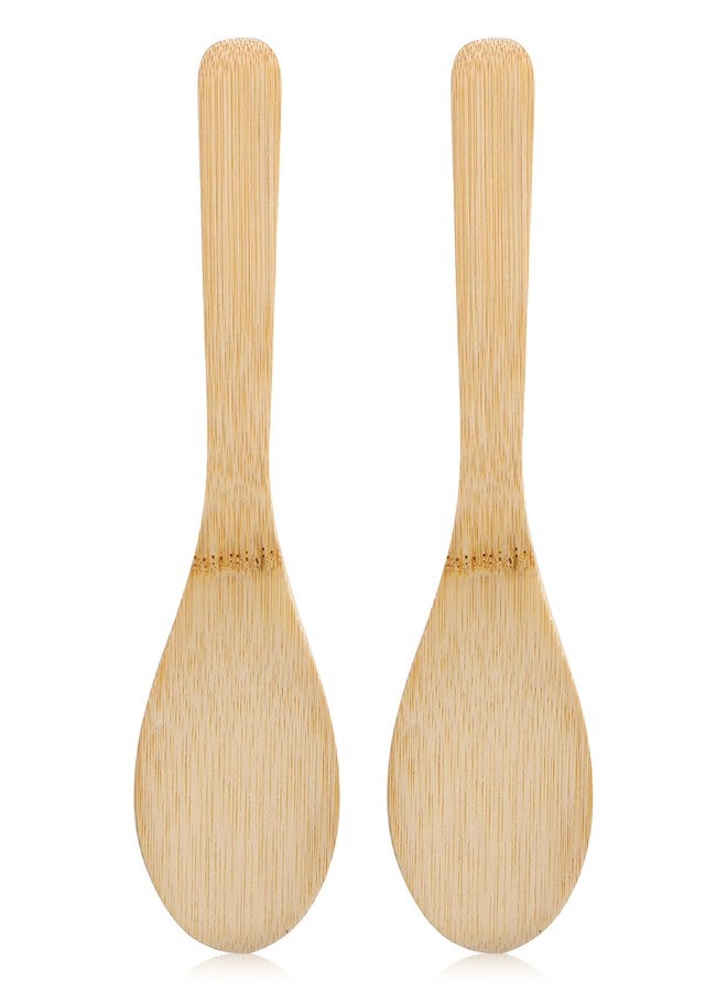 Thrymme 2 Pack Bamboo Rice Paddle, 20cm Natural Non-Stick Wooden Rice Scoop for Serving & Cooking, Bamboo Spoon Kitchen Tool - Image 1