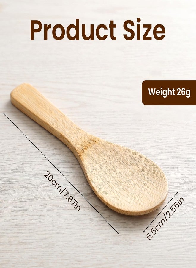 Thrymme 2 Pack Bamboo Rice Paddle, 20cm Natural Non-Stick Wooden Rice Scoop for Serving & Cooking, Bamboo Spoon Kitchen Tool - Image 2