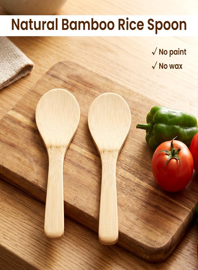 Thrymme 2 Pack Bamboo Rice Paddle, 20cm Natural Non-Stick Wooden Rice Scoop for Serving & Cooking, Bamboo Spoon Kitchen Tool - Image 4