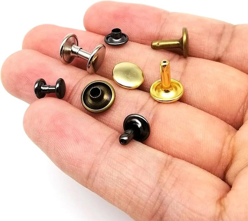 Double Cap Rivets 500 Sets 8x8mm Black Metal for Leather Craft Repair Belt Bag Shoe - Image 5
