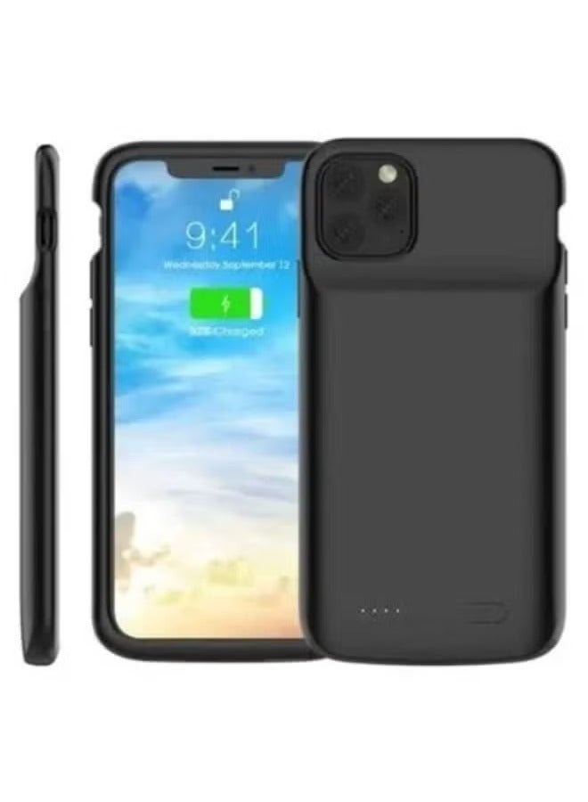 SHOPI 4500 mAh Ultra Slim Portable Wireless Charging Liquid Silicone Phone Protective Charger Battery Power Bank Case For iPhone 12 Pro Max Black