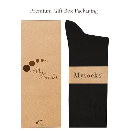Mysocks Knee High Black Socks for Women Men Combed Cotton Seamless Toe Tall Long High Socks Black,8-11 - Image 4