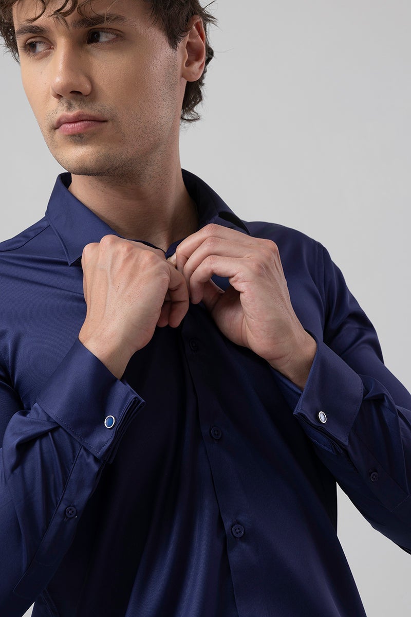 SNITCH Double Cuff Royal Blue Shirt - Image 2