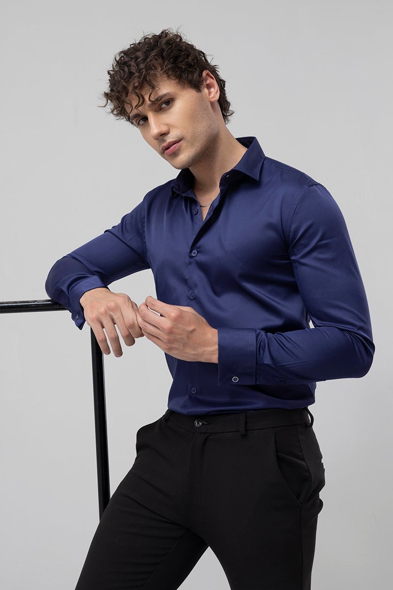 SNITCH Double Cuff Royal Blue Shirt - Image 3