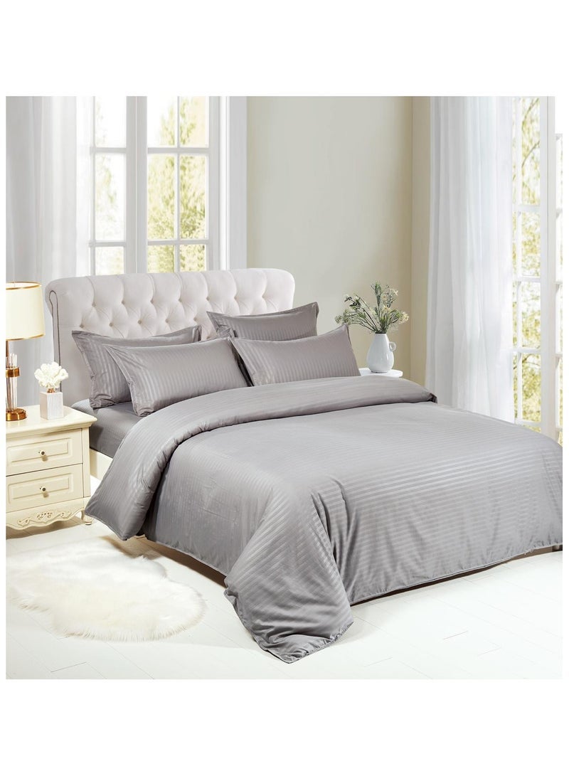 AL RAID 6Piece King Size Bed Sheet Set Luxury Weave Hidden Zipper Closure Include 1 Fitted Sheet with 1 Duvet Cover and 4 Pillow Cases 220x240cm