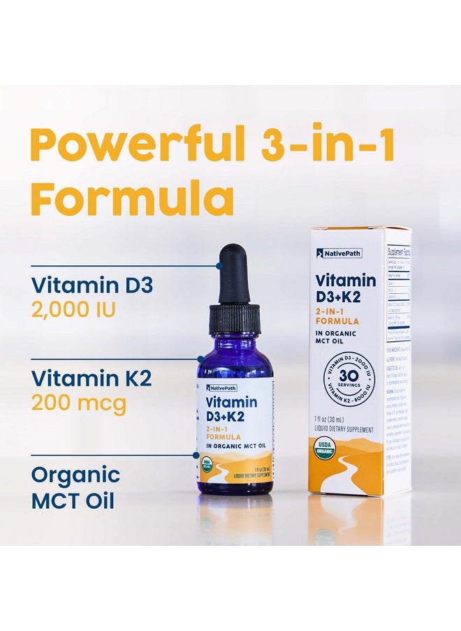 NativePath NativePath D3K2 Tincture - 2000IU Vitamin D3 and Vitamin K2 Supplement with Organic MCT Oil - 1 Fluid Ounce - Rapid Bioavailability Multi-Vitamin for Bone Strength and Total Body Wellness, 30 Servings  - Image 4