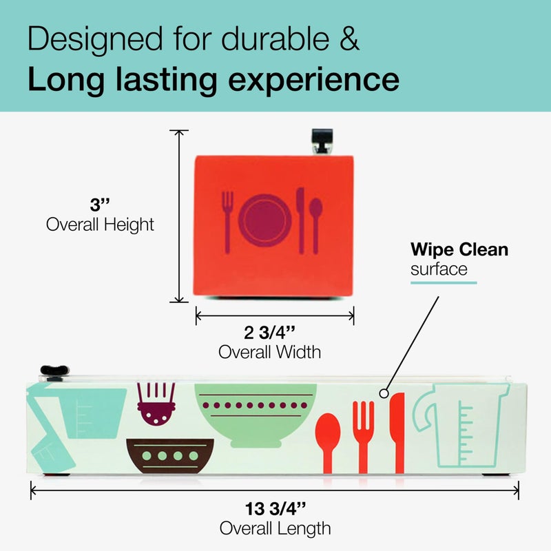 Chicwrap Cook's Tools Refillable Plastic Wrap Dispenser - One 12" x 250' Roll of Professional Grade Plastic Wrap - BPA Free and Kosher Certified - Reusable Dispenser w/Slide Cutter - Image 4