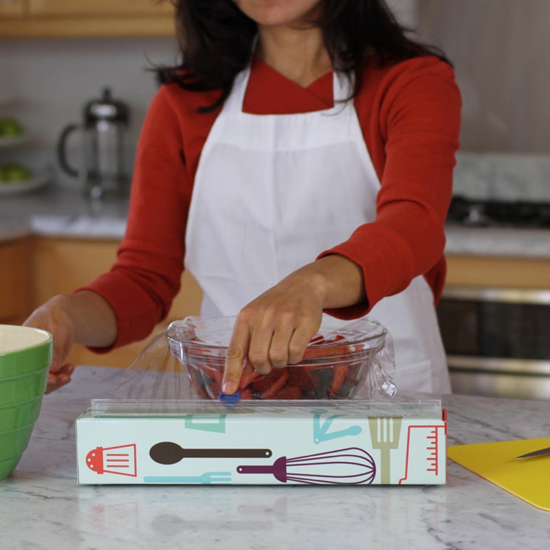 Chicwrap Cook's Tools Refillable Plastic Wrap Dispenser - One 12" x 250' Roll of Professional Grade Plastic Wrap - BPA Free and Kosher Certified - Reusable Dispenser w/Slide Cutter - Image 5