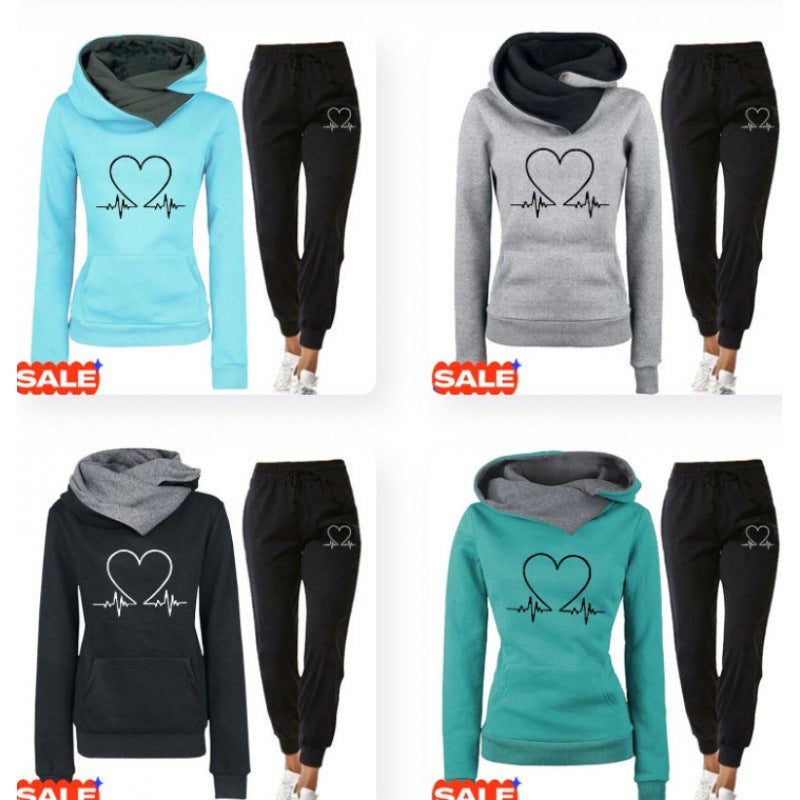 2023 Men'S And Women'S Printed Sweater Suit Pullover Hoodie Sports Suit Leisure Jogging - Image 2