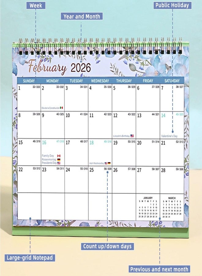تقويم مكتبي 2026-2027 (سنتان) - تقويم قابل للطيّ لـ 24 شهرًا - مناسب للمكاتب الصغيرة، مقاس 10 × 8.3 بوصة (يناير 2026 - ديسمبر 2027) مع مخطط شهري - Image 2