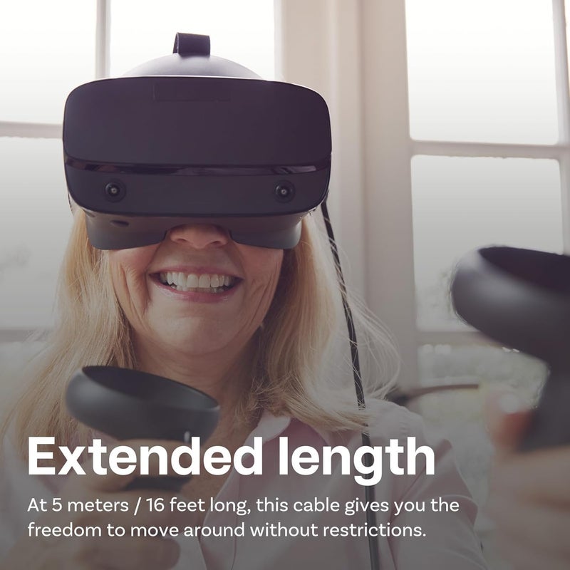 زوني كابل ربط VR من بطول 16.5 قدم، من نوع USB إلى USB-C، مخصص لأجهزة Meta Quest 3S / 3/2 / Pro، Pico 4 Ultra / 4، وأجهزة الكمبيوتر/Steam VR، مصنوع من النايلون المنسوج بزاوية 90 درجة، لاستخدامه مع الرؤوس الخاصة بألعاب الواقع الافتراضي (لون أسود، منفذ USB-A) - Image 4
