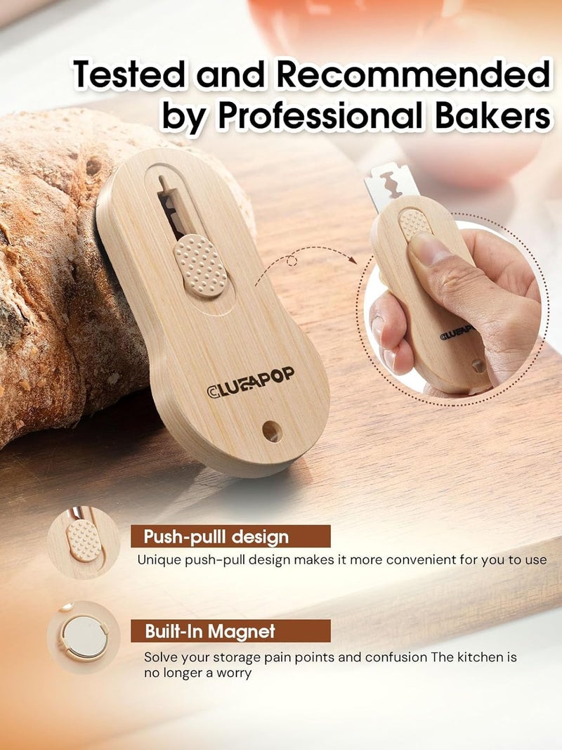 CLUEAPOP Extractable & Magnetic Bread Lame Dough Scoring Tool - Professional Sourdough Scoring Tool - Sourdough Bread Baking & Bread Scoring Tool - Scoring Patterns Booklet & 5 Razor Blades - Image 3