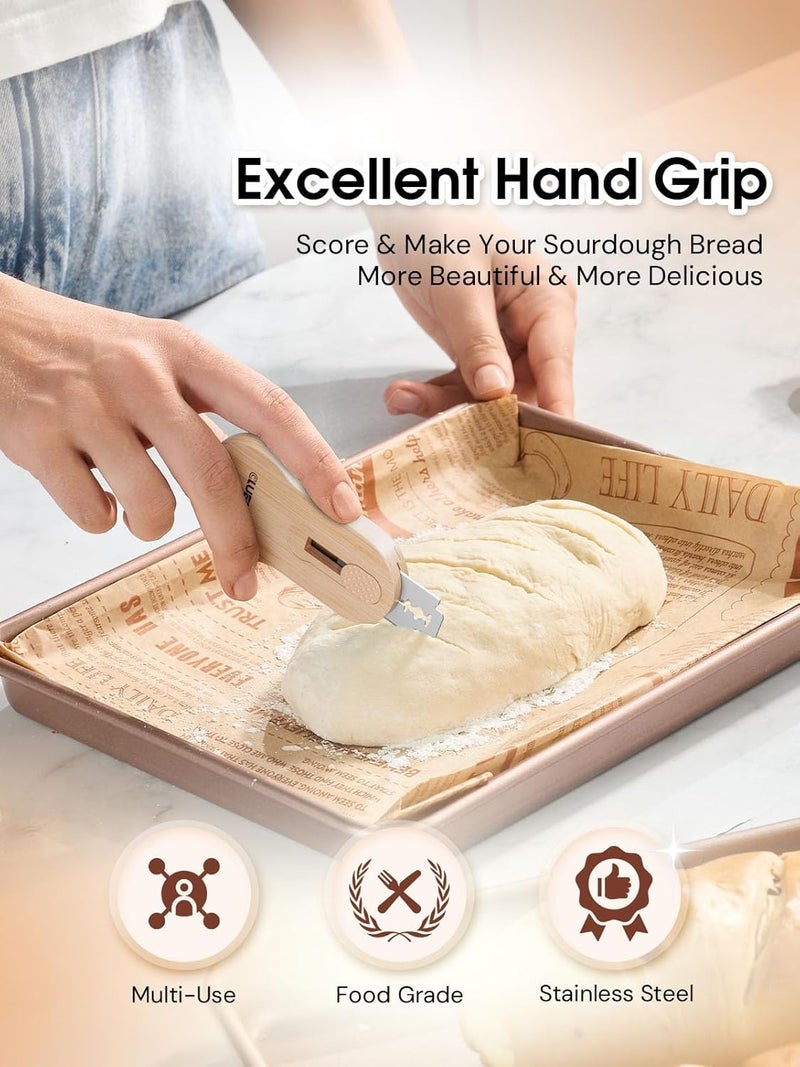 CLUEAPOP Extractable & Magnetic Bread Lame Dough Scoring Tool - Professional Sourdough Scoring Tool - Sourdough Bread Baking & Bread Scoring Tool - Scoring Patterns Booklet & 5 Razor Blades - Image 4