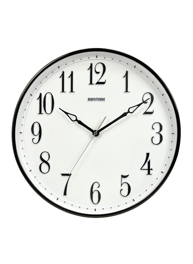 Rhythm Plastic 3D Silent Silky Move Round Analog Wall Clock Black and White 33.8 x 33.8 x 4 cm CMG580NR02 - Image 1