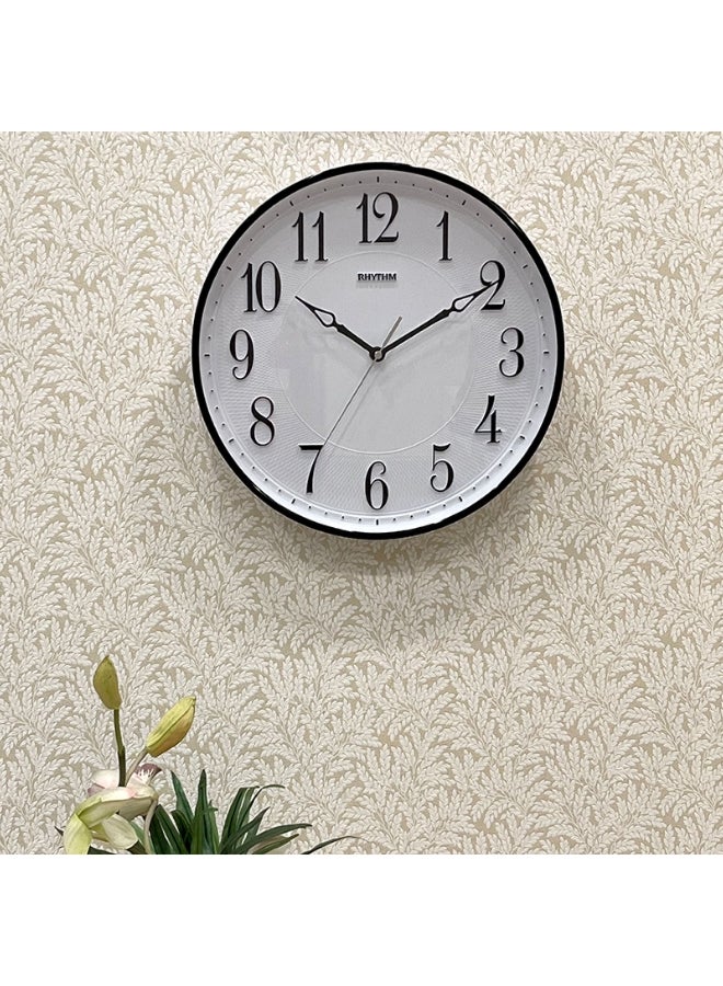 Rhythm Plastic 3D Silent Silky Move Round Analog Wall Clock Black and White 33.8 x 33.8 x 4 cm CMG580NR02 - Image 2