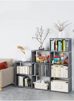 MIXDE Double Row 10-Grid Multi-Functional Storage Shelves , Assembled Storage Rack,Bedroom Living Room Vertical Cabinet Bookshelf Grey  - Image 5