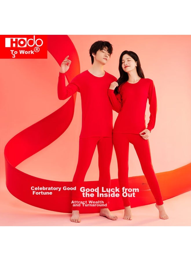 Hongdou Men's Autumn Underwear Set, Pure Cotton Round Neck Thermal Top And Bottom, Thin Base Layer Thermal Underwear - Image 1