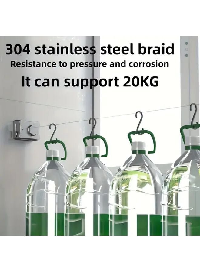 بلاك هيفي ديوتي ريتراكتابل كلوثزلين 200 إنش ستانلس ستيل إندور أوت دور لوندري لاين - Image 3