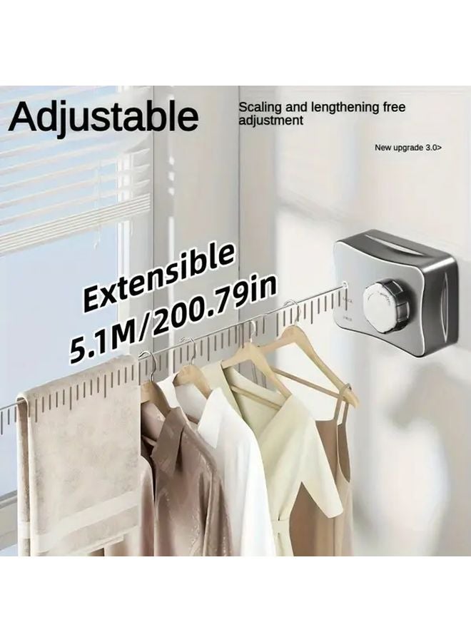 بلاك هيفي ديوتي ريتراكتابل كلوثزلين 200 إنش ستانلس ستيل إندور أوت دور لوندري لاين - Image 2