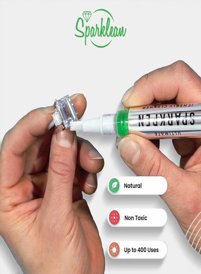 SPARKLEAN PREMIUM JEWELRY CLEANER PEN | Cleans Diamond Rings, Silver, Gold, and Metal | Includes a Brush and Specialized Jewelry Cleaning Solution | 400 Uses per Unit | 4 Milliliters - Image 2