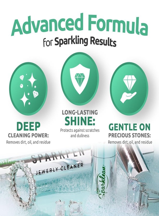 SPARKLEAN PREMIUM JEWELRY CLEANER PEN | Cleans Diamond Rings, Silver, Gold, and Metal | Includes a Brush and Specialized Jewelry Cleaning Solution | 400 Uses per Unit | 4 Milliliters - Image 4