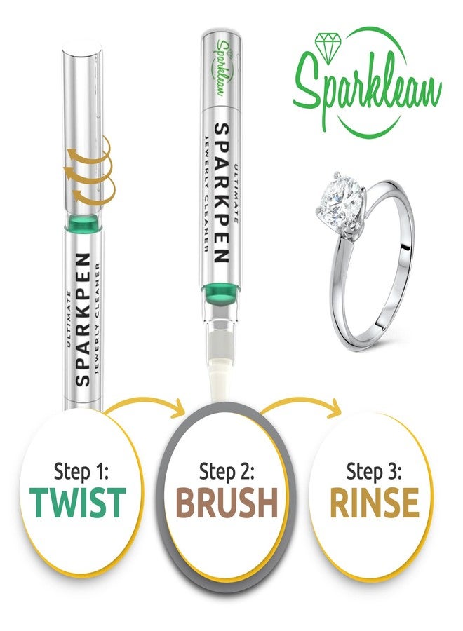 SPARKLEAN PREMIUM JEWELRY CLEANER PEN | Cleans Diamond Rings, Silver, Gold, and Metal | Includes a Brush and Specialized Jewelry Cleaning Solution | 400 Uses per Unit | 4 Milliliters - Image 3