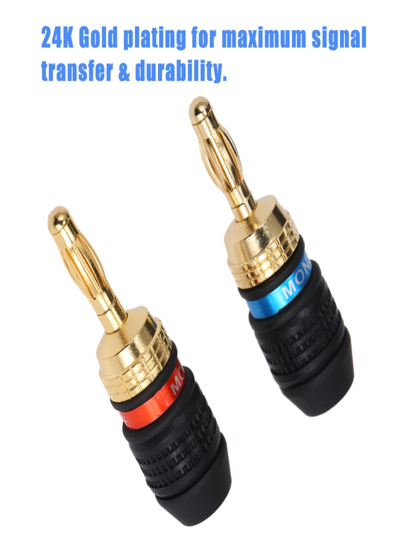 Red & Black Connector Speaker Corrosion-Resistant Banana Connector Left and Right Channels for Audio Video Amplifier Speaker Cable Jack  - Image 4