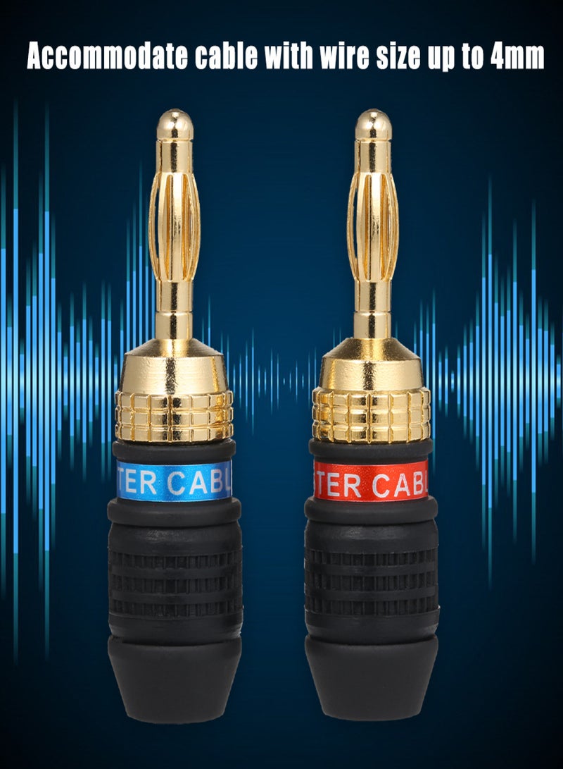 Red & Black Connector Speaker Corrosion-Resistant Banana Connector Left and Right Channels for Audio Video Amplifier Speaker Cable Jack  - Image 5