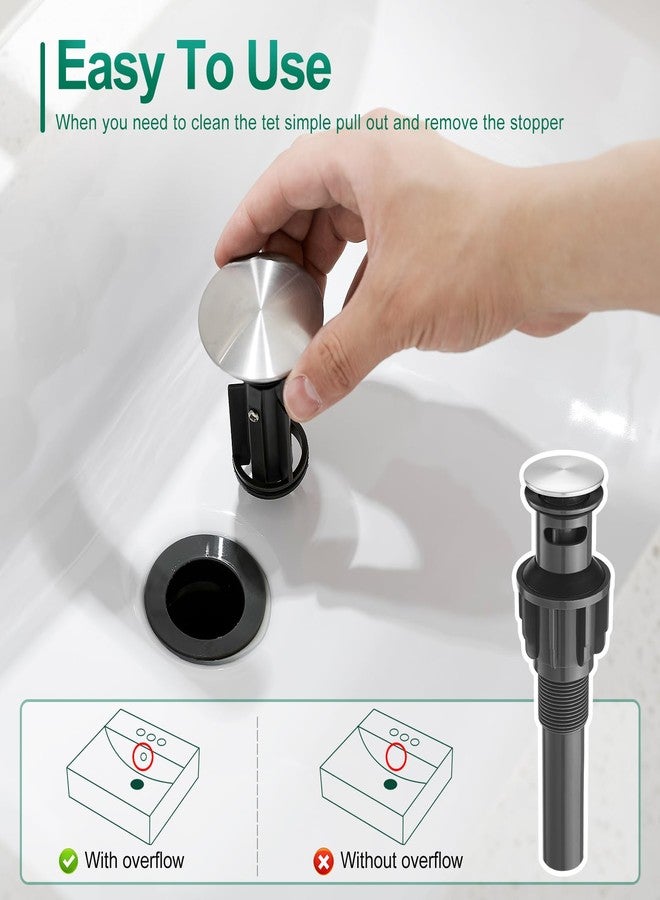 VOTON Brushed Nickel Bathroom Faucet Single Handle Bathroom Vanity Sink Faucet with Pop-up Drain, Rv Lavatory Vessel Faucet Basin Mixer Tap with Deck Plate - Image 3