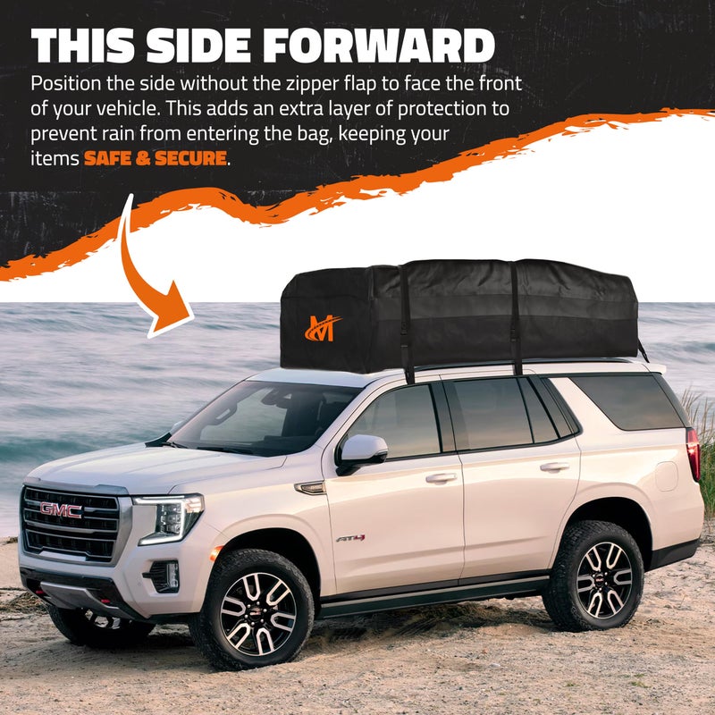 Mockins XXL 50 CuFt Car Rooftop Cargo Carrier Bag | Massive 85"x50"x20" Heavy Duty Car Luggage Roof Carrier Bag | All-Weather Vinyl Vehicle Soft-Shell Carriers with Anti-Slip Mat, Lock, Straps & Hooks - Image 5