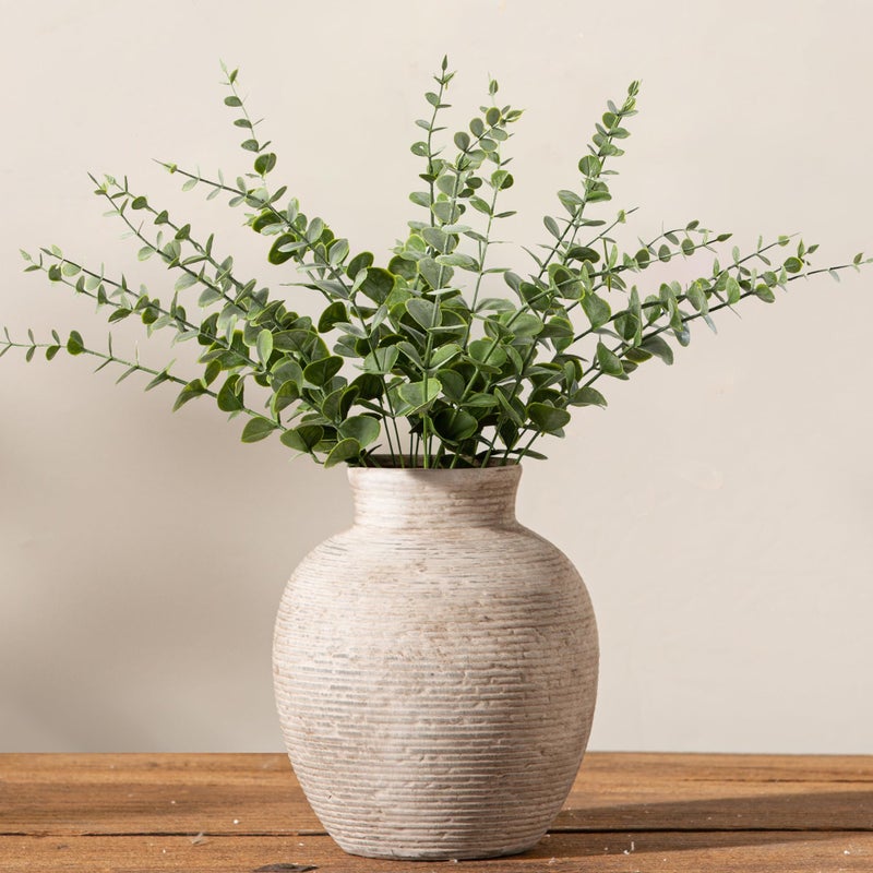 Vanselia Ceramic Flower Vase Home Decor - Small Farmhouse Table Vases Rustic Vintage Living Room Kitchen Bedroom Decorations for House Book Shelf Office Coffee Desk Dining Fireplace (6" Retro) - Image 1