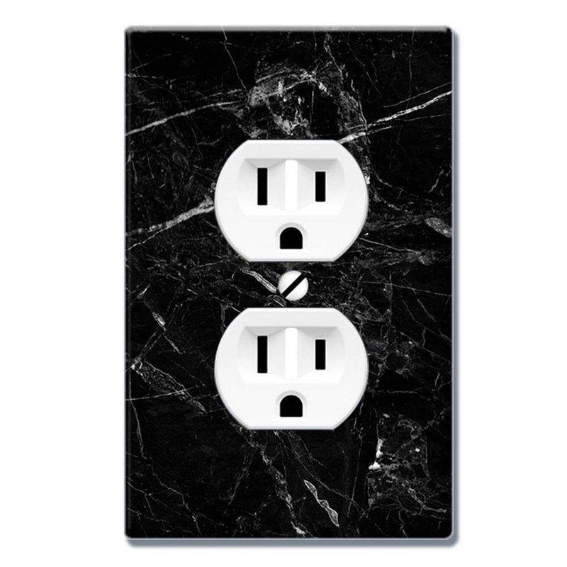 WIRESTER Duplex Outlet Cover Wall PlateSwitch Plate Cloudy Black Marble