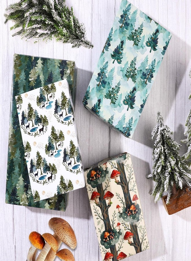 Pineraap Forest Wrapping Paper 12 Sheets Watercolor Mushroom and Woodland Theme Gift Wrap for Nature Lovers, Rustic Parties, DIY Craft, 20"×28" - Image 5