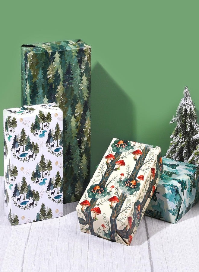 Pineraap Forest Wrapping Paper 12 Sheets Watercolor Mushroom and Woodland Theme Gift Wrap for Nature Lovers, Rustic Parties, DIY Craft, 20"×28" - Image 4