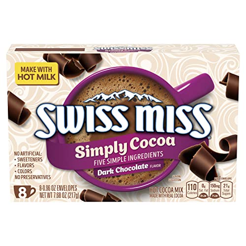 Swiss Miss Simply Cocoa Dark Chocolate Flavored Hot Cocoa Mix 8 Count Hot Cocoa Mix Packets - Image 1